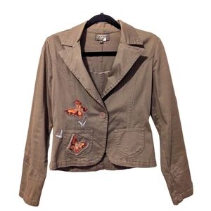 Green Jacket with Butterfly Embroidery
